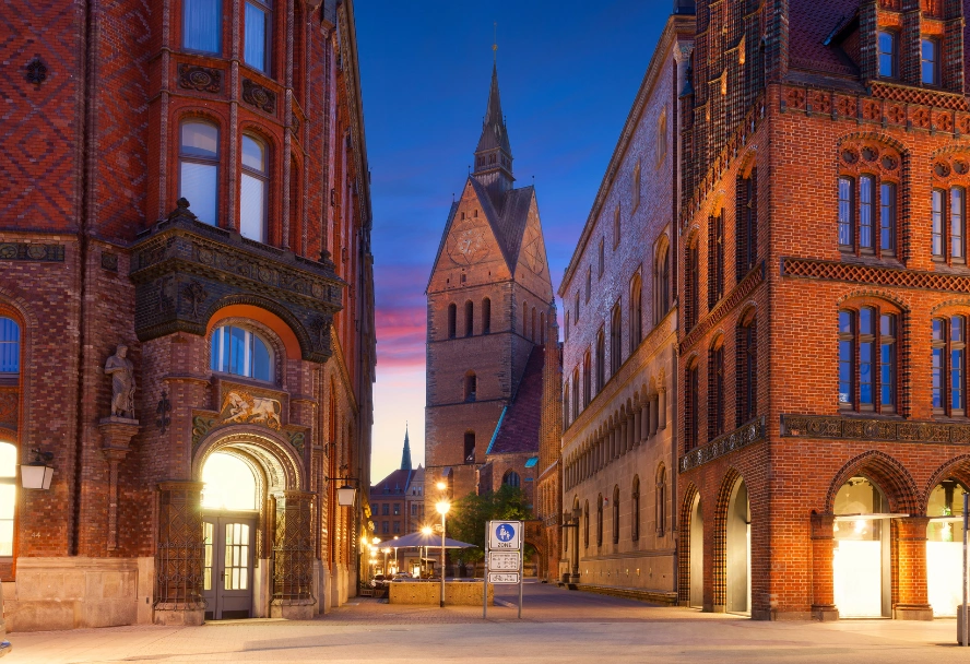 Hanover city centre at night