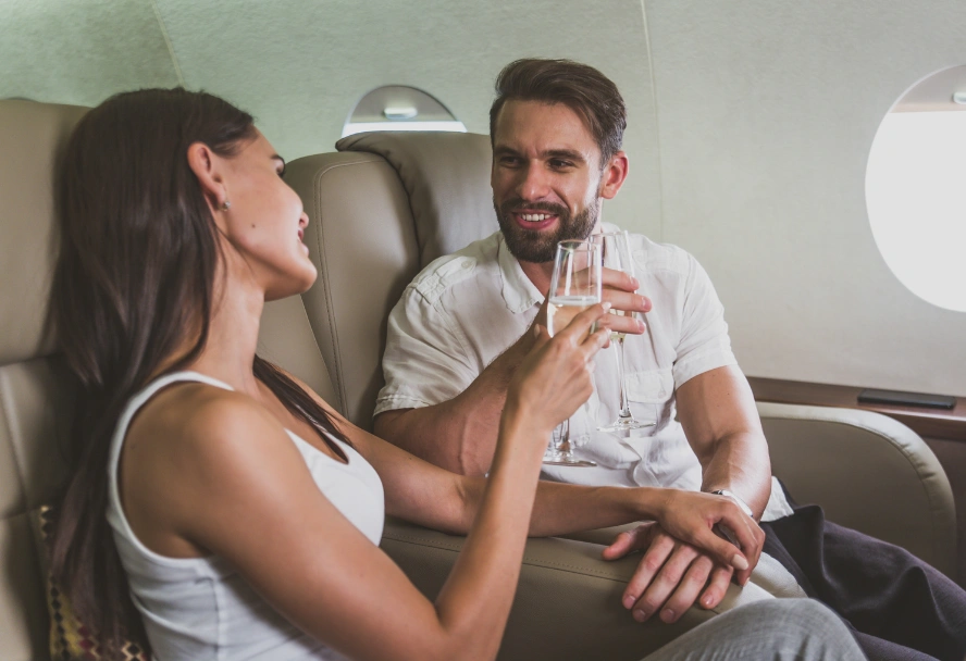 Escort lady on a plane to Hamburg