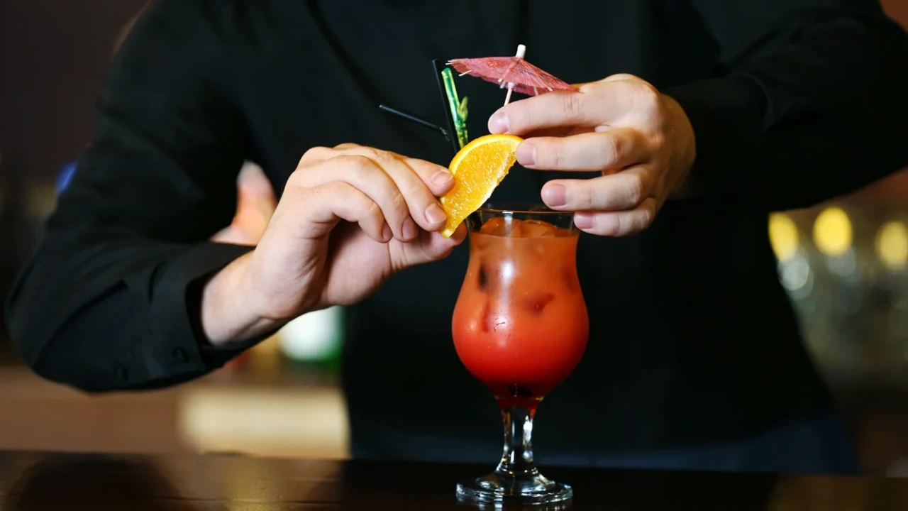 Cocktail on the counter in a bar in Augsburg