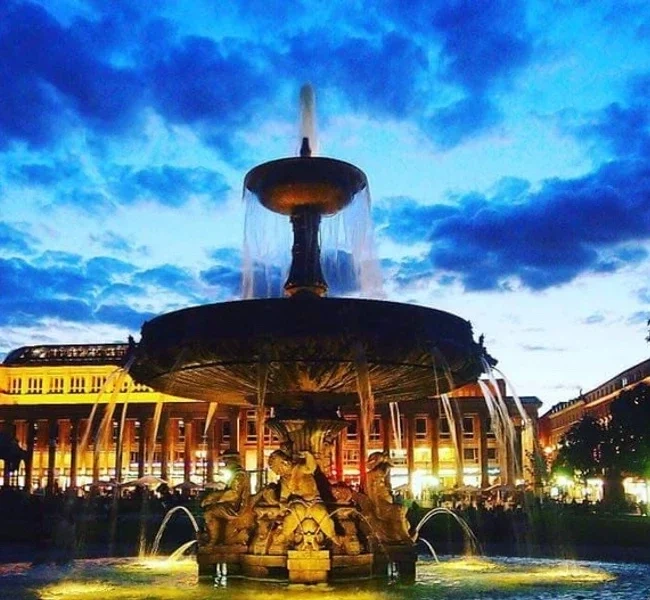 Stuttgart in the night with an escort